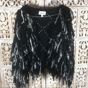 Revolve Cleobella black fringe sweater jacket S